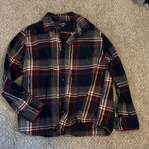 Eddie Bauer Men's Plaid Shirt - Navy, Red, Gray